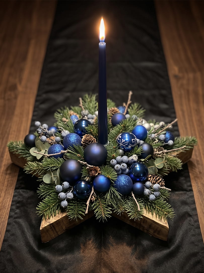Houtvormige ster zelf kerststukjes maken