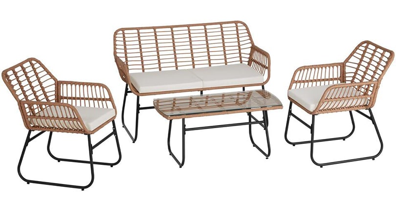 tectake Wicker zitgroep Molfetta XL voor 4 personen, Natuur