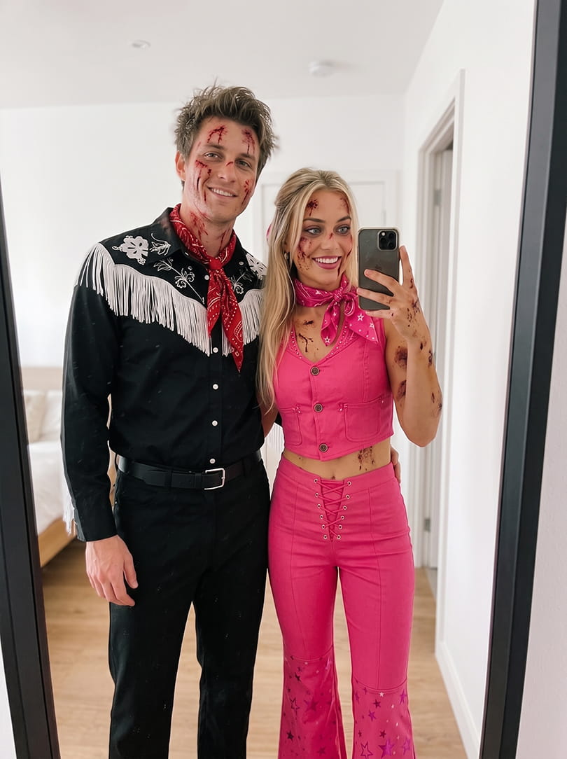 Koppels Halloween kostuum van Barbie en Ken
