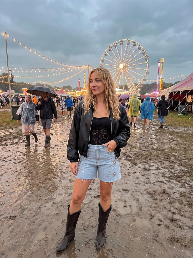 Festival outfit met regen