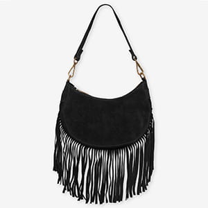 NAOMY FRINGE SUEDE BAG ZWART