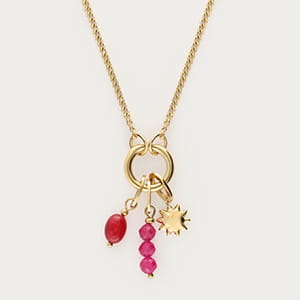 Sunrocks ketting met zon en roze kralen