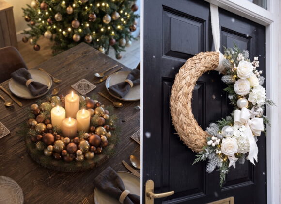 Kerstkrans ideeën voor op de eettafel en aan de voordeur