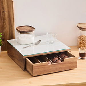 Koffiecup houder acacia met lade