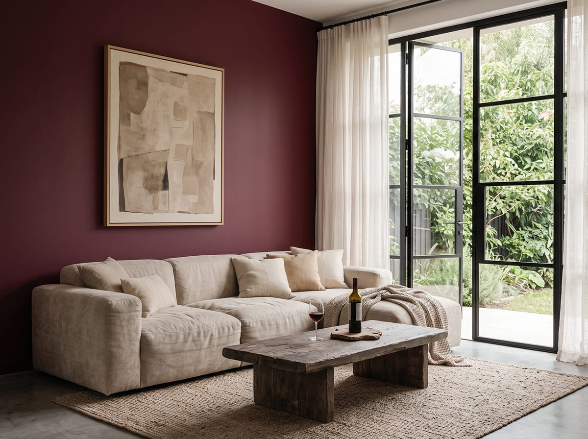 5x burgundy muurverf voor in de woonkamer (+ kleurcodes) 5x burgundy muurverf voor in de woonkamer (+ kleurcodes)