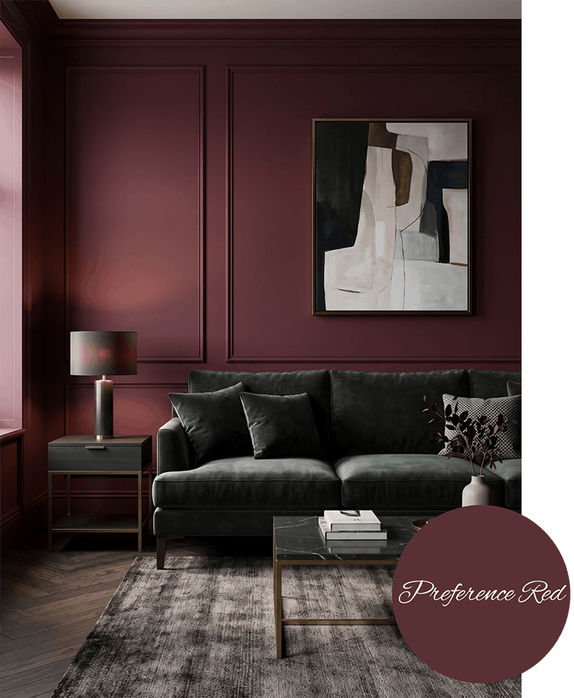 Farrow & Ball Preference Red No. 297 Burgundy muurverf hotel chic