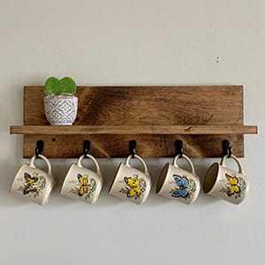 Handmade Wooden Coffee Mug Rack