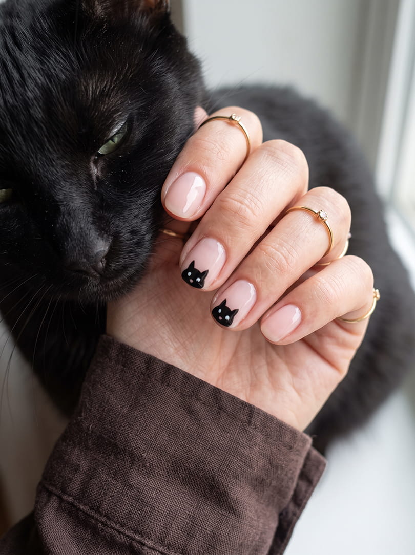Zwarte kat nagels halloween