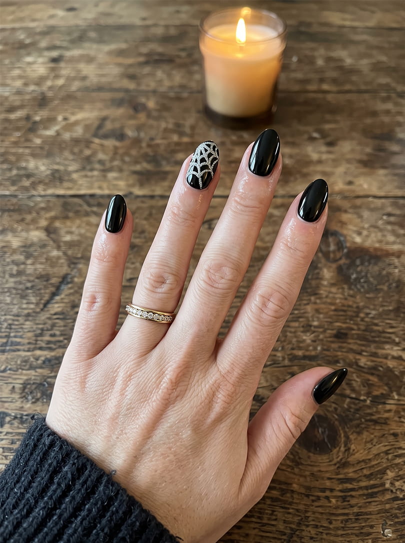 Halloween nagels spinnenweb